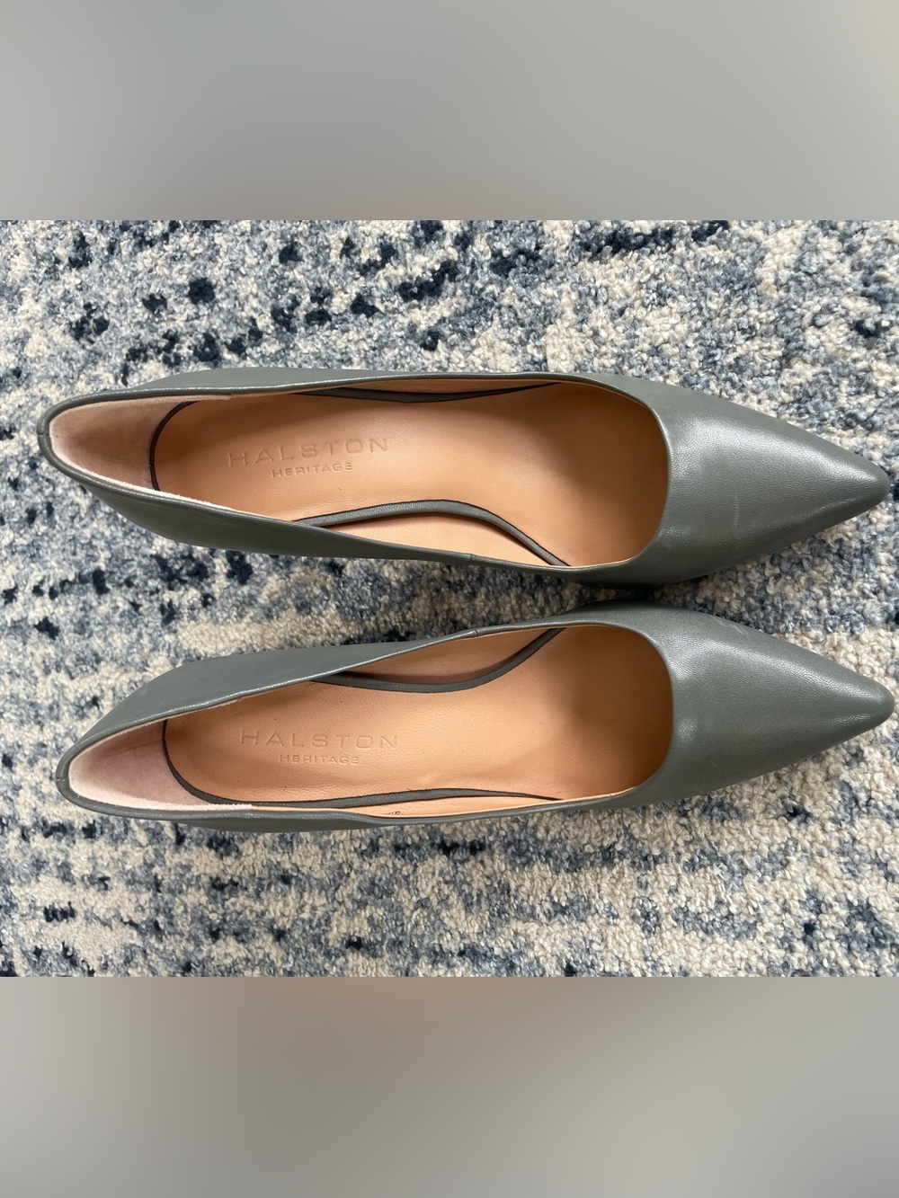 Halston Heritage Gray Pointed-Toe Leather Heels